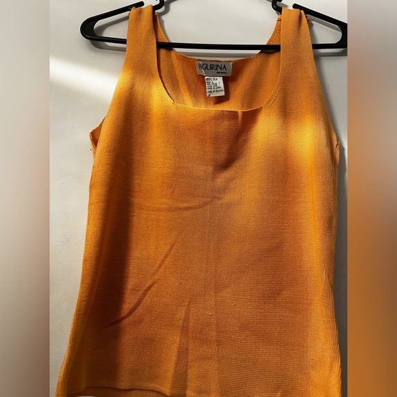 Figurina 100% Silk Orange Glam Summer Tank Top Size L - Picture 2 of 10
